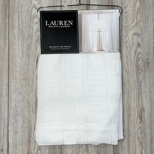 Ralph Lauren 54 x 84 in Hamilton White Curtains Striped Stripes Back Tab Woven